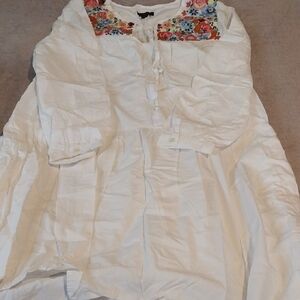 J. Crew White Dress with Floral Embroidery